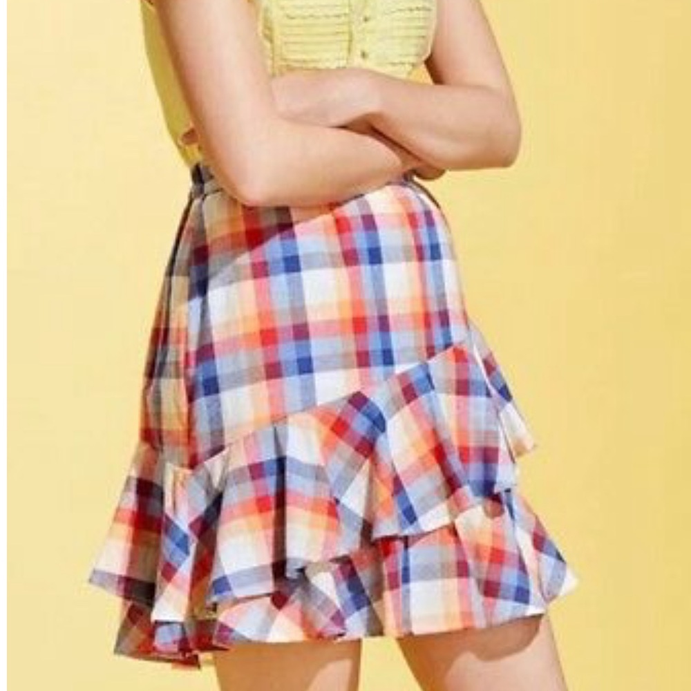 ModCloth Plaid Ruffle Mini Skirt